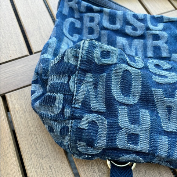 Marc Jacobs Denim Logo Hobo Shoulder Bag - Picture 4 of 12